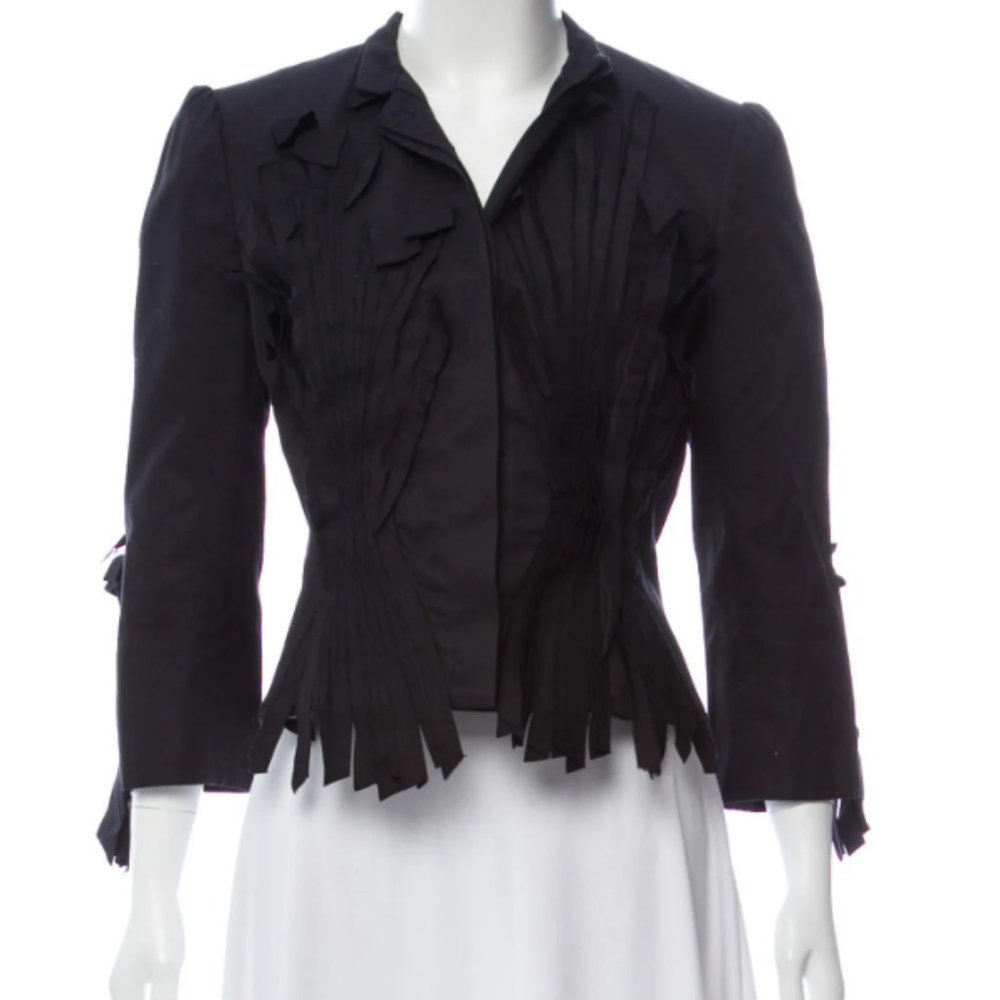 CAROLINA HERRERA Polka Dot Pleated Jacket